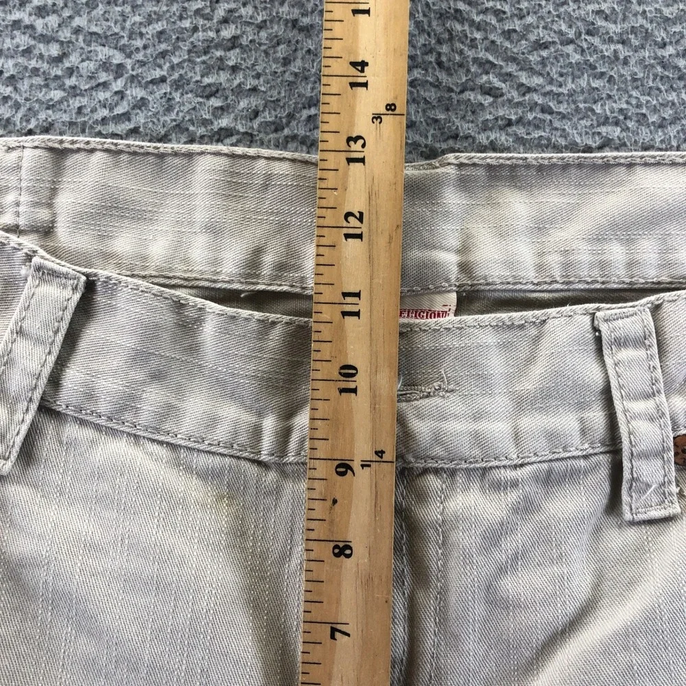 Vintage True Religion Jeans Mens 42x32 Tan Y2K Straight Skull Patch Made In USA